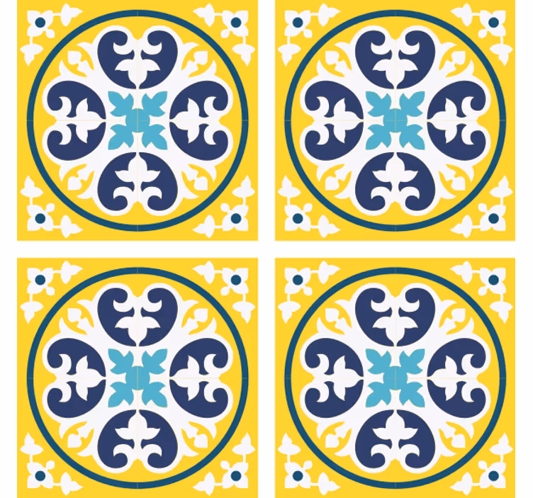 Yellow and blue Moroccan style tile coasters - TenStickers