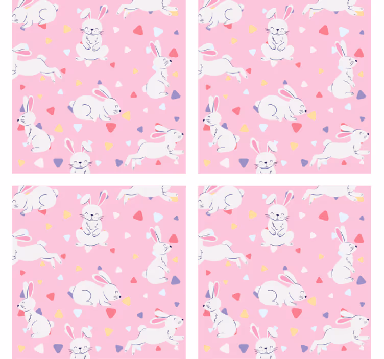 Personalizable coasters with playful bunny patterns - TenStickers
