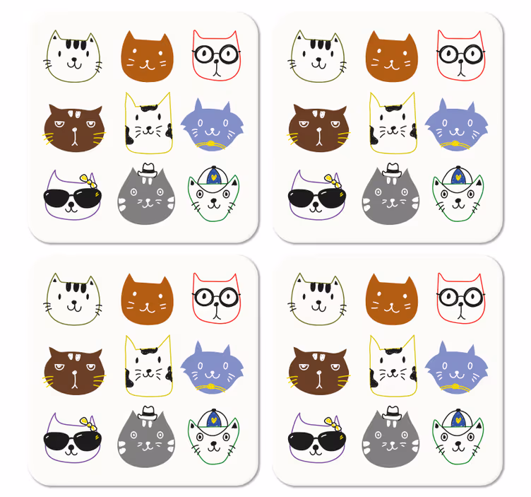 Cute colorful funny cats  geek coasters - TenStickers
