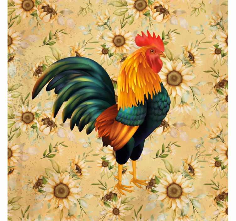 Geek coasters with colorful rooster design - TenStickers