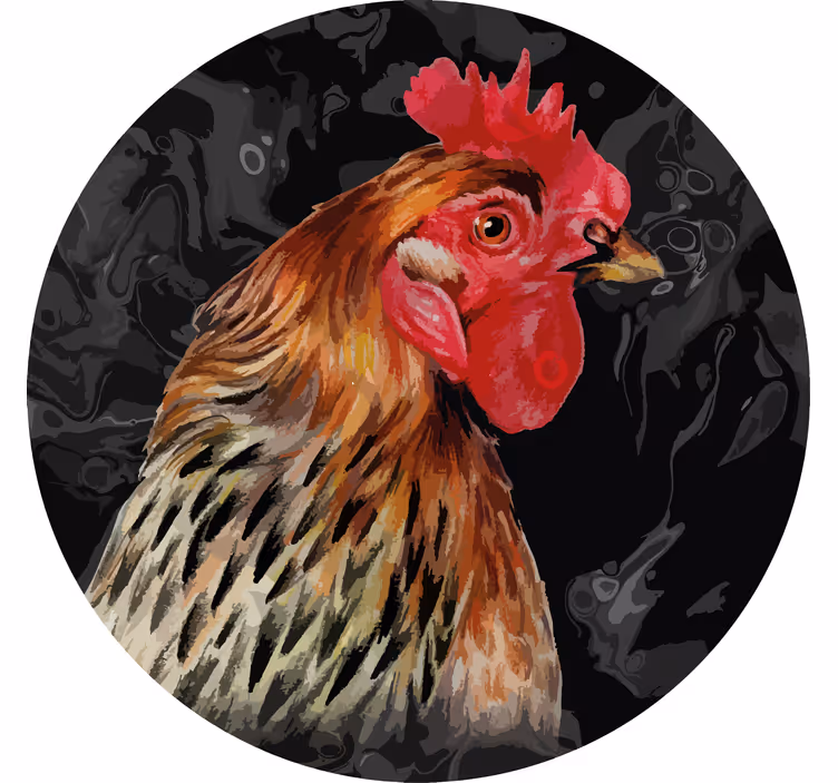 Multicolor rooster black background coaster - TenStickers