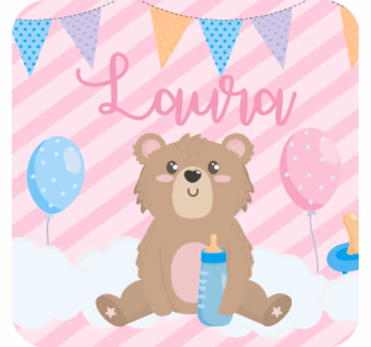 Personalizable coasters cute bear with balloons - TenStickers