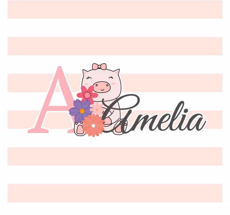 Personalizable coasters playful piglet with flowers - TenStickers
