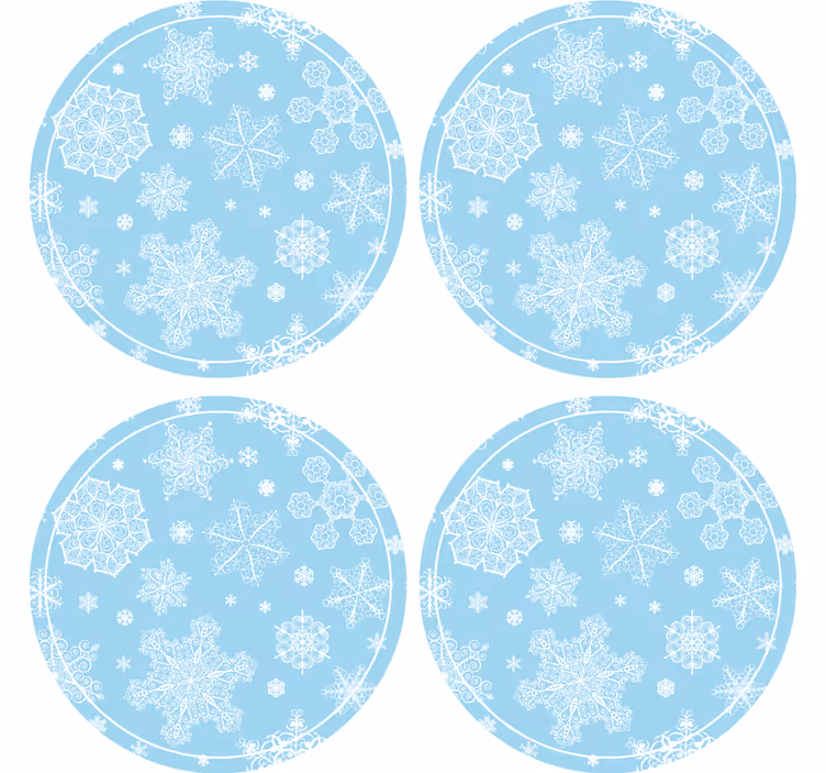 White snowflakes on blue christmas coaster - TenStickers