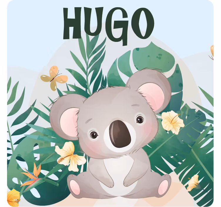 Cute koala for boy with name coasters - TenStickers