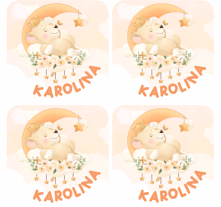 Personalizable coasters sleeping bear with stars - TenStickers
