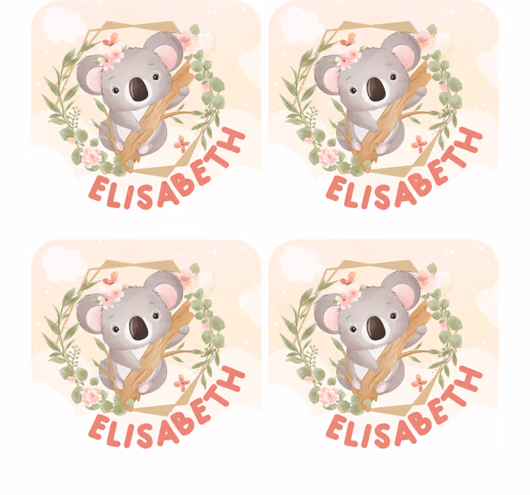 Personalizable coasters cute koala with flowers - TenStickers