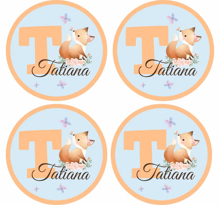 Personalizable coasters whimsical fox design - TenStickers