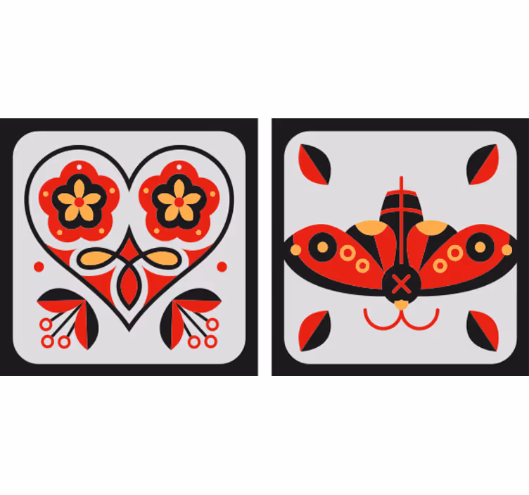Geek coasters with heart and butterfly designs - TenStickers
