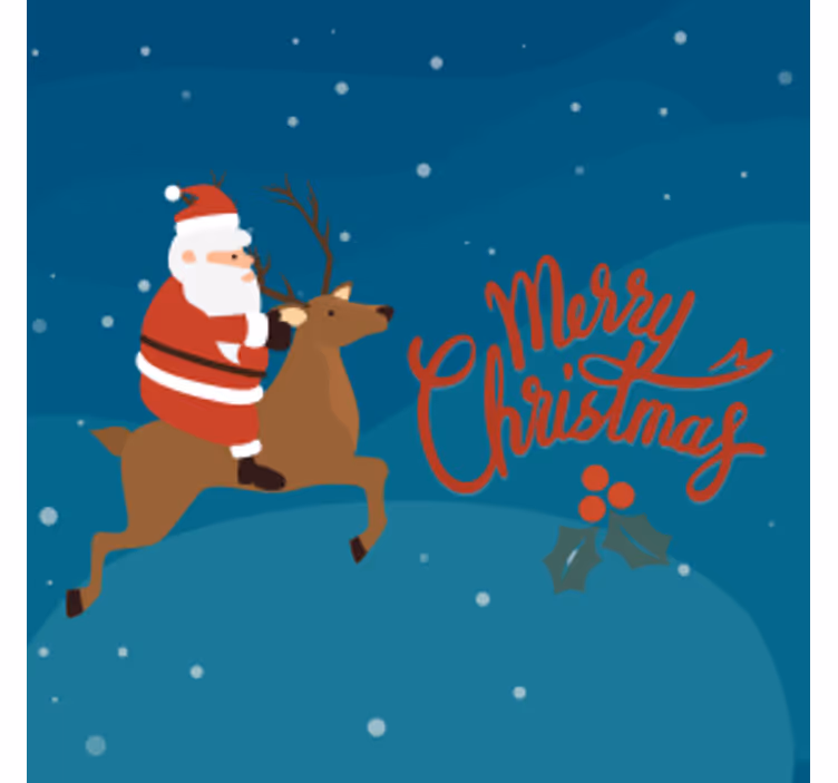 Christmas coasters santa on a reindeer - TenStickers