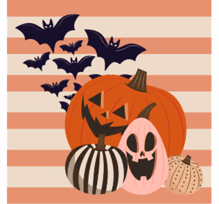 Halloween coasters pumpkin trio with bats - TenStickers