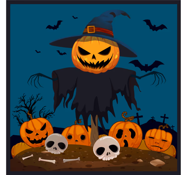 Halloween coasters scarecrow pumpkin scene - TenStickers