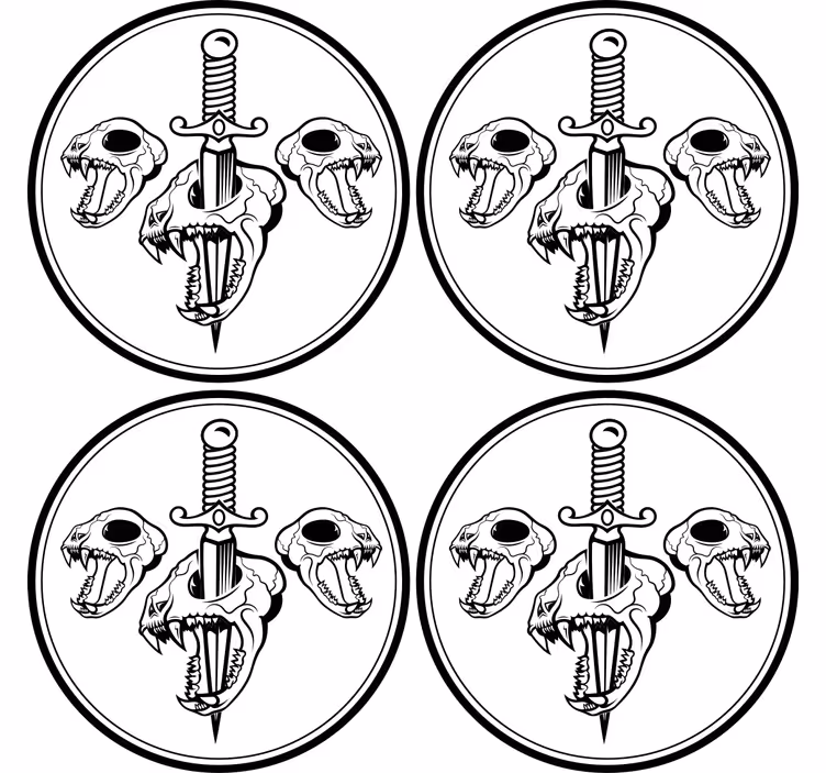 Geek coasters with skull and sword design - TenStickers