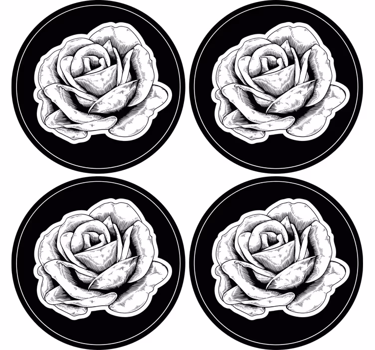 Coasters intricate black rose - TenStickers