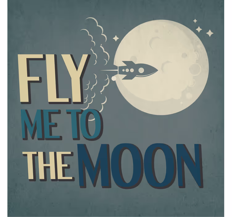 Text coasters rocket launching to the moon - TenStickers