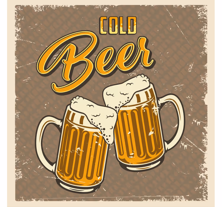 Cold beer retro dirty effect vintage coaster - TenStickers
