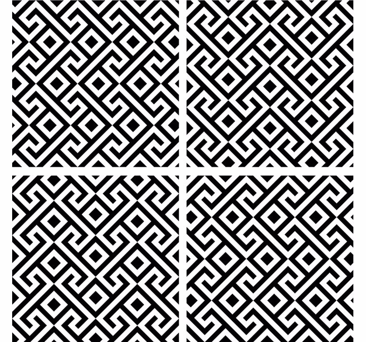 Coasters in geometric black and white pattern - TenStickers