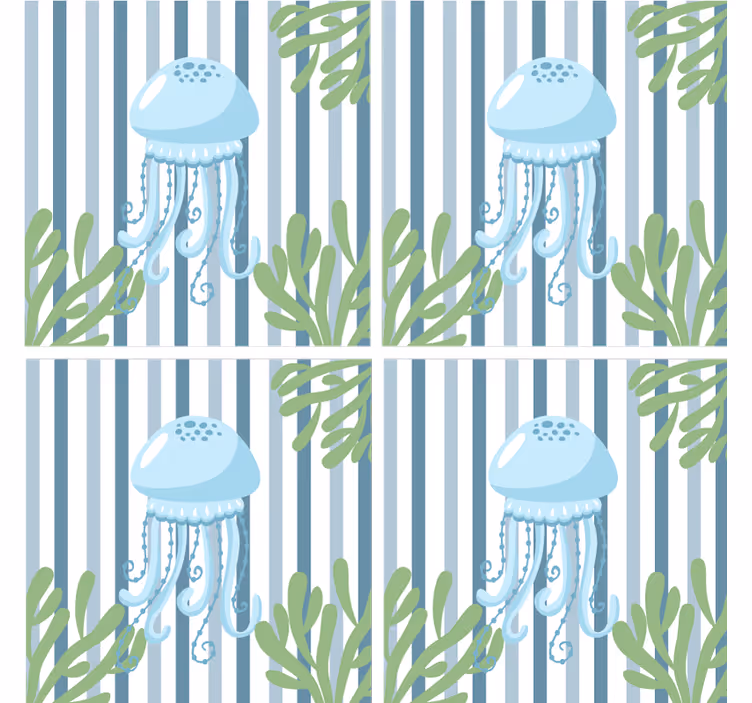 Modern coasters jellyfish design with stripes - TenStickers