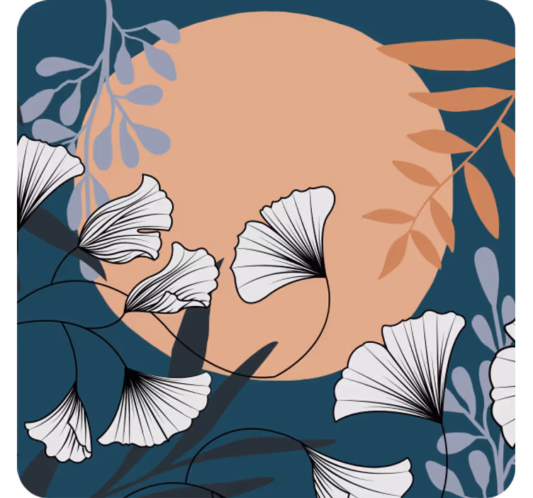 Modern coasters with floral ginkgo design - TenStickers