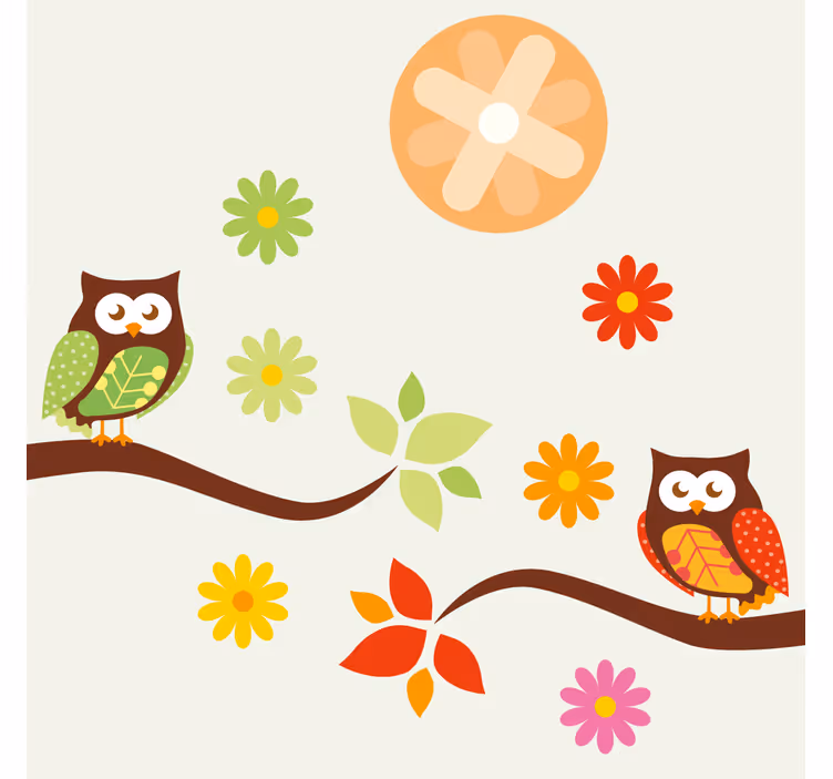 Geek coasters with colorful owls and flowers - TenStickers