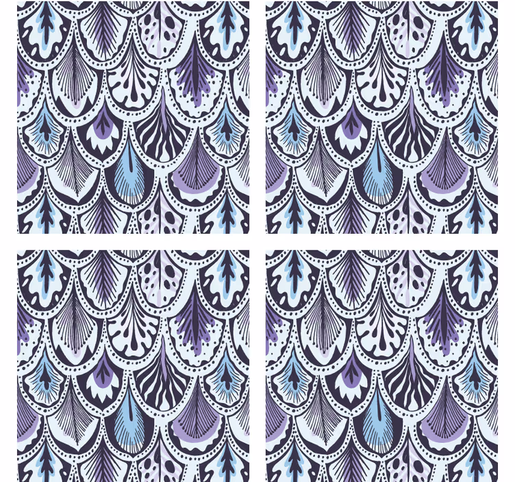 Coasters with elegant leaf motif pattern - TenStickers