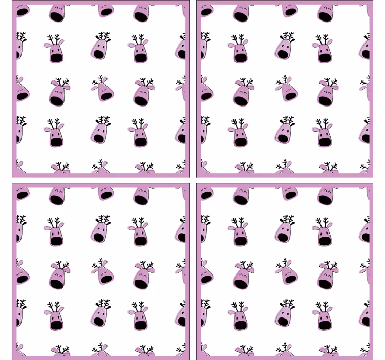 Christmas coasters playful reindeer faces - TenStickers