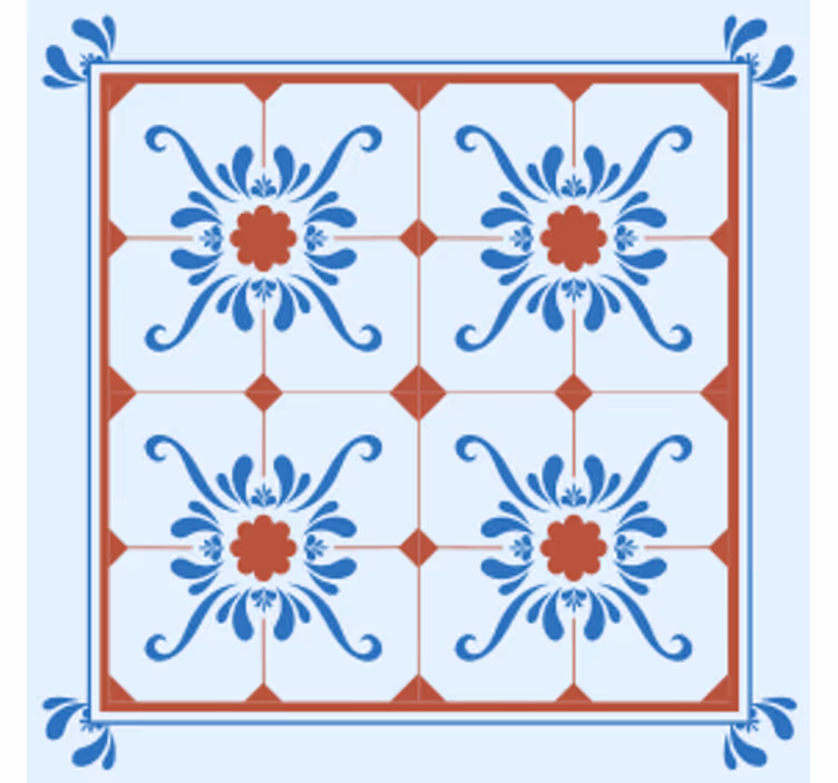 Tile coasters with decorative floral design - TenStickers