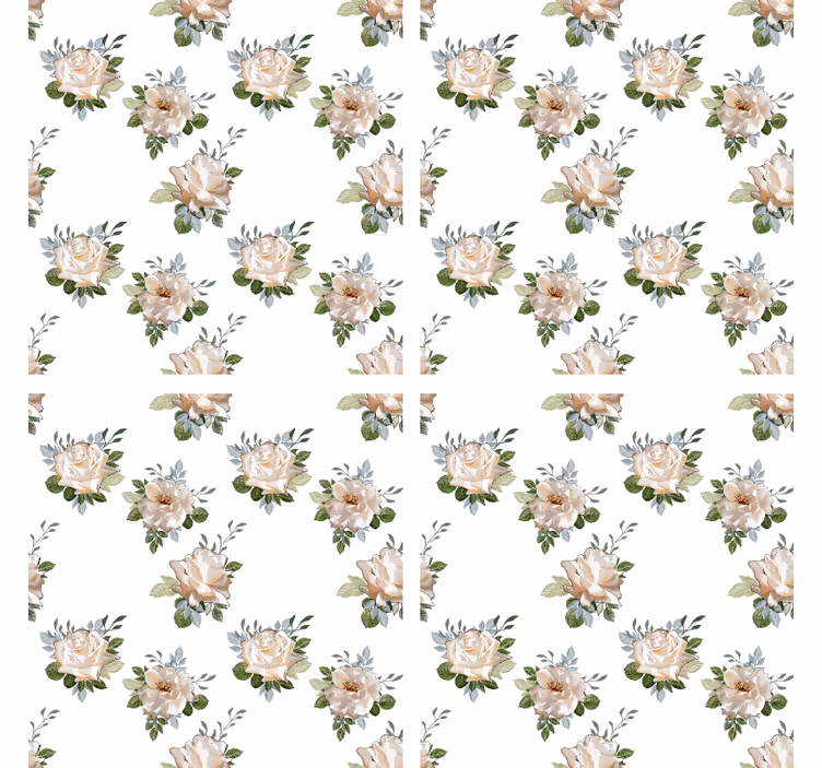 Coasters floral white background pattern - TenStickers