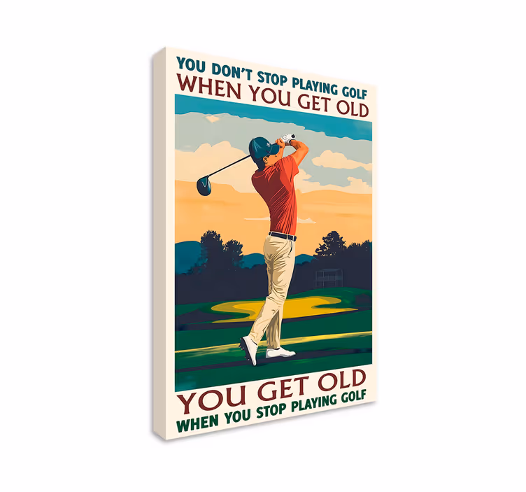 Vintage golf player sports canvas art - TenStickers