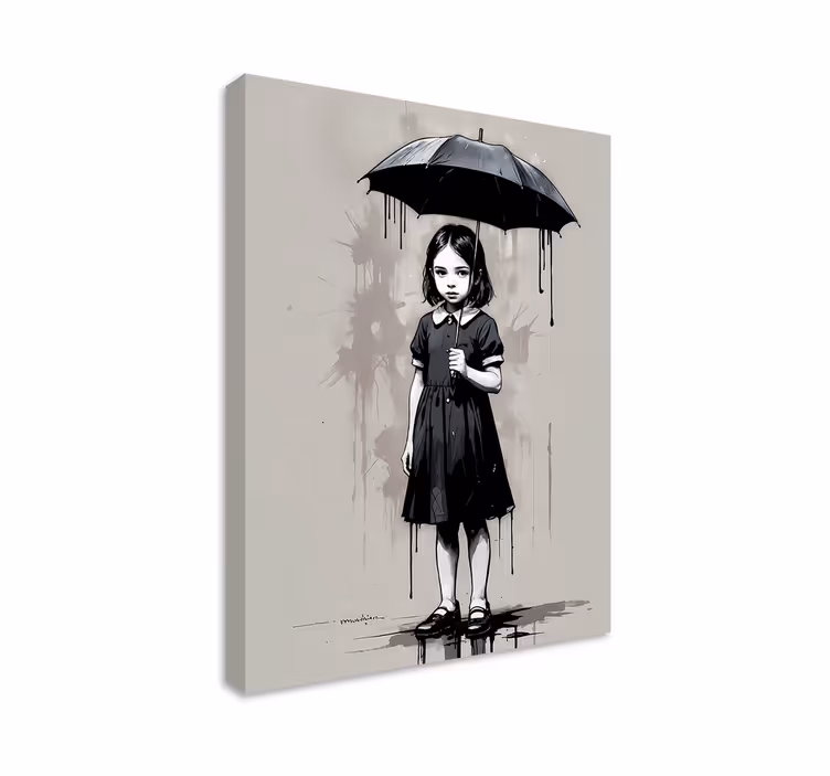 umbrella girl black & canvas art - TenStickers