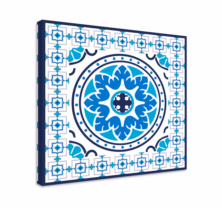 Blue canvas print inspired by blue tiles - TenStickers