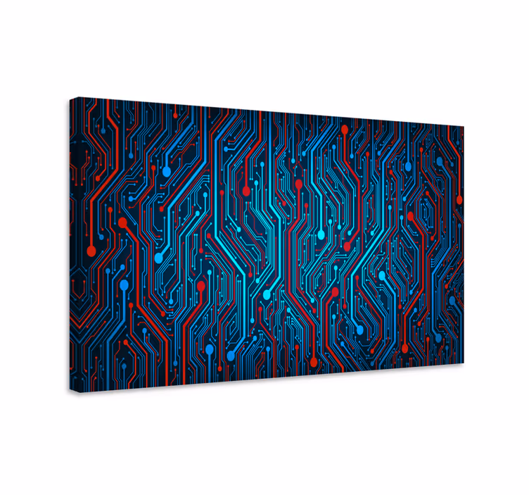 Blue canvas print electric circuit design - TenStickers