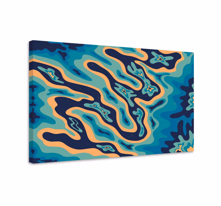 Blue canvas print with blue modern elements - TenStickers