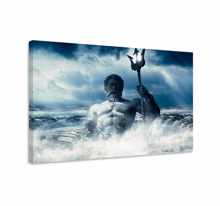 Blue canvas print poseidon artwork design - TenStickers
