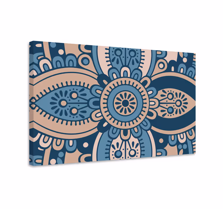 Blue canvas print blue floral mandala - TenStickers