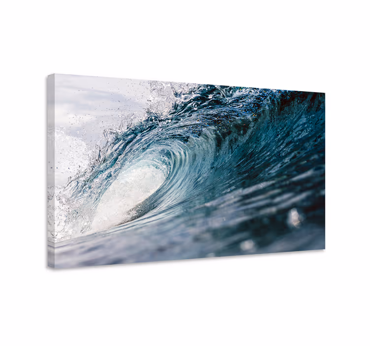 Blue canvas print big waves art decor - TenStickers