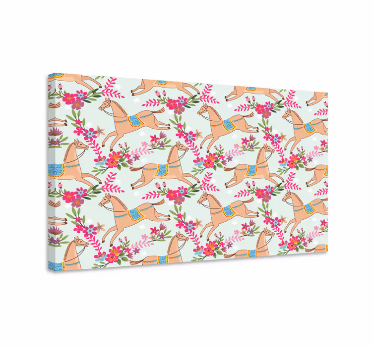 Horse wall art pink flowers horse design - TenStickers