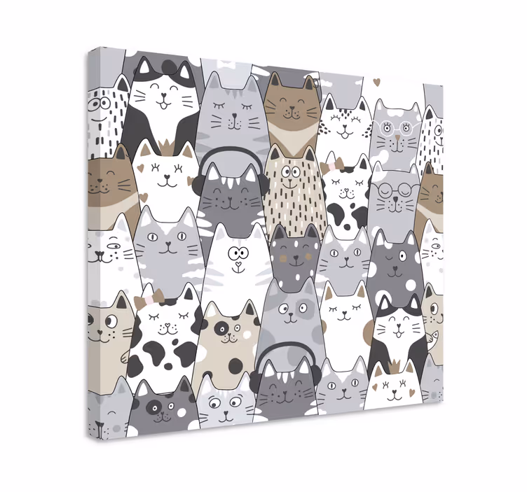 Cat wall art cartoon cats - TenStickers