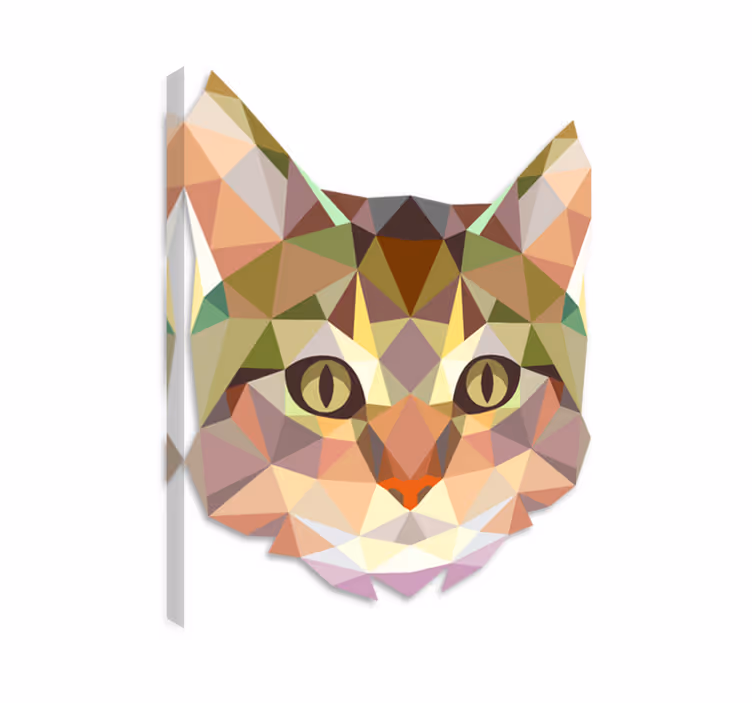 Cat wall art geometric cat face vinyl decor - TenStickers