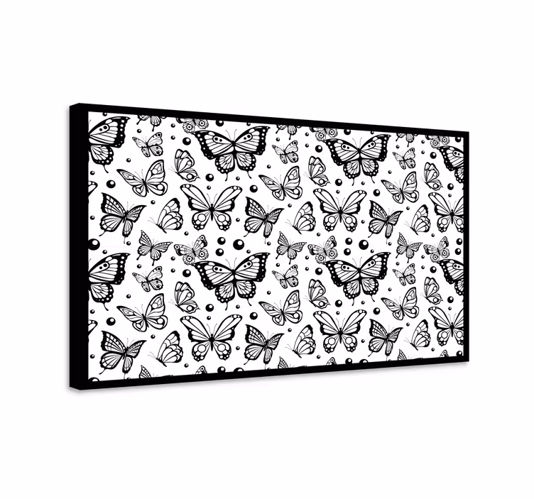 Butterfly canvas in monochrome butterflies and dots - TenStickers