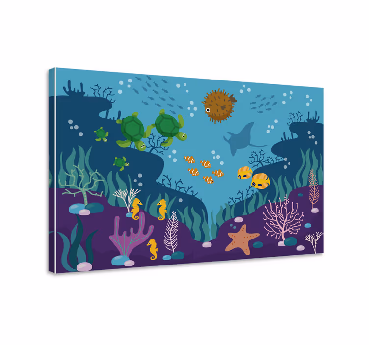 Fish canvas children's mural with fish in the sea - TenStickers