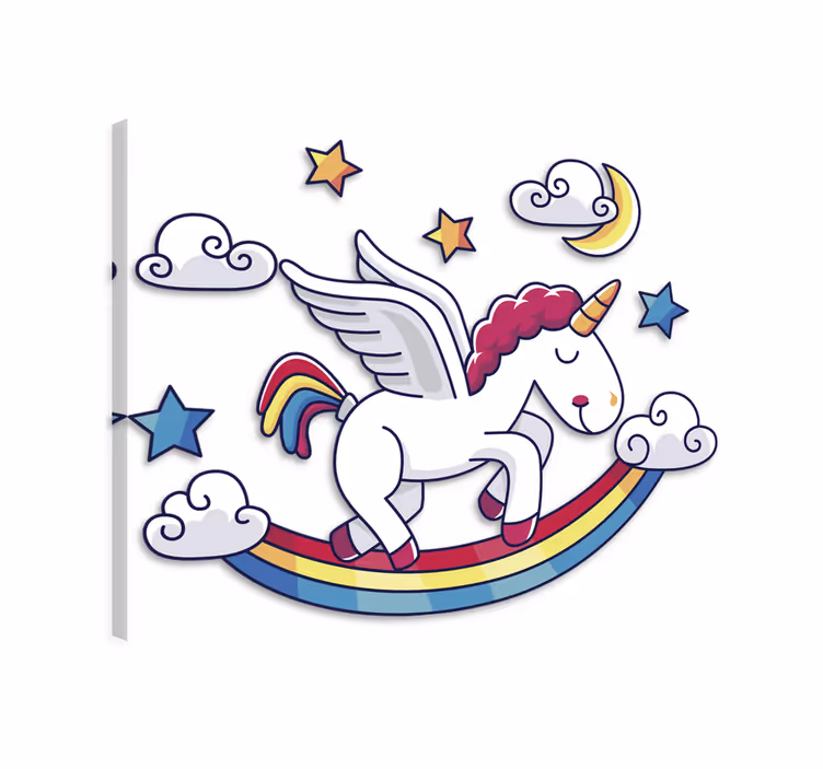 Unicorn pictures framed rainbow wall sticker - TenStickers