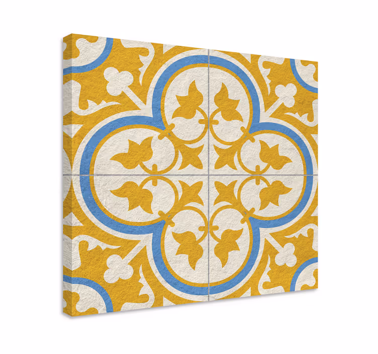 Yellow canvas print yellow hydraulic tile print - TenStickers