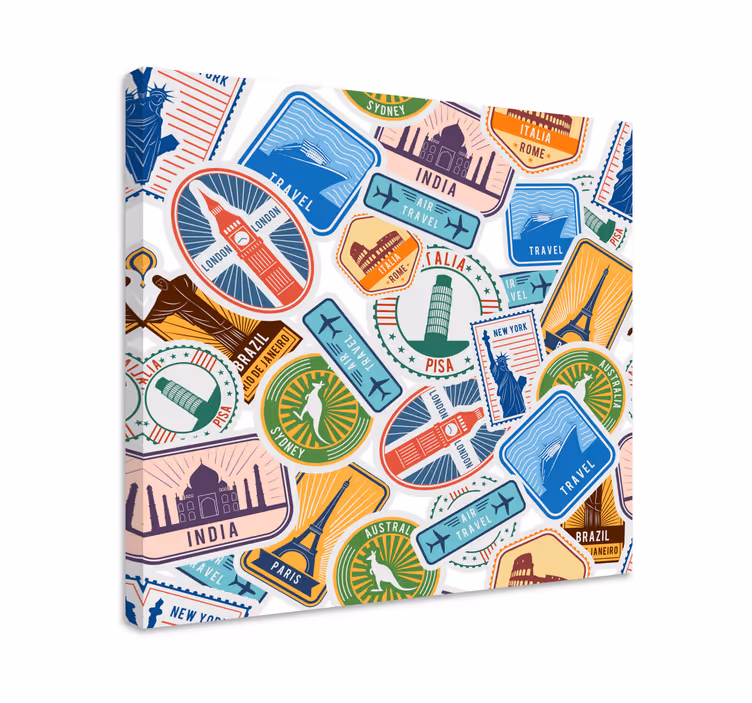 Global Landmarks Collage cityscape wall art - TenStickers