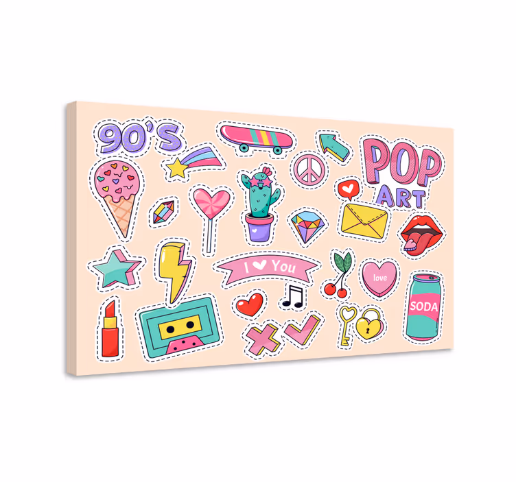 Retro Pop Stickers canvas print - TenStickers