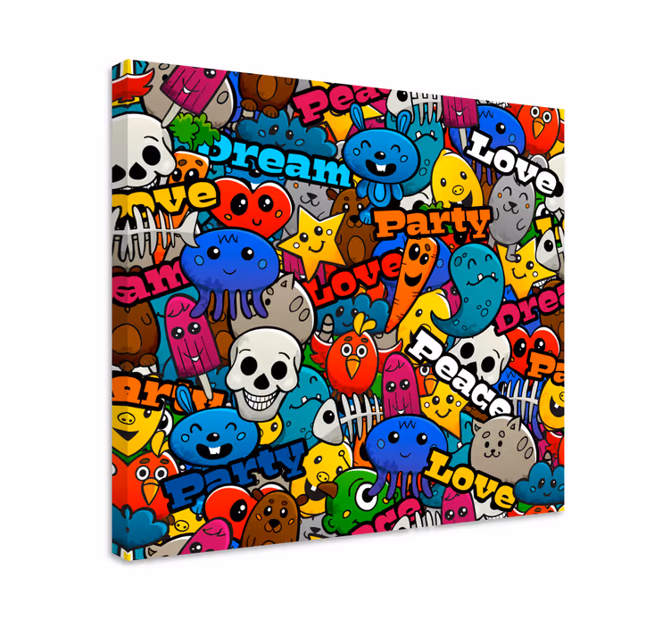 Funky Character Collage canvas print - TenStickers