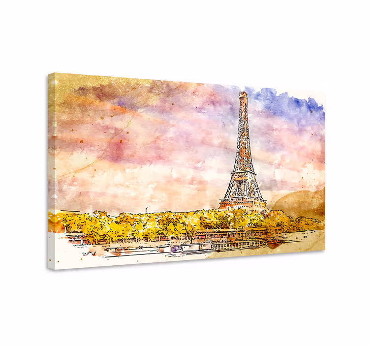 Ciudades atardecer en París city canvas prints - TenStickers