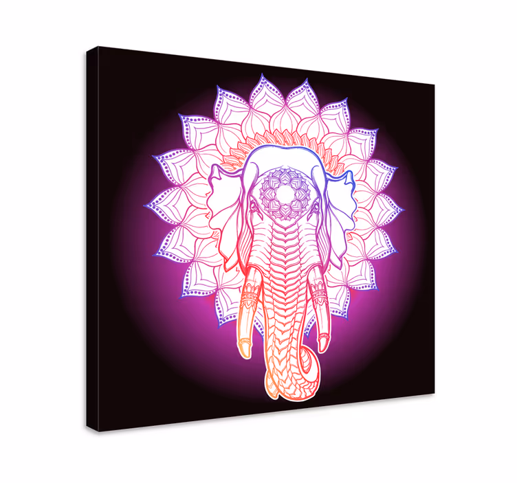 Multicolored mandala elephants canvas - TenStickers