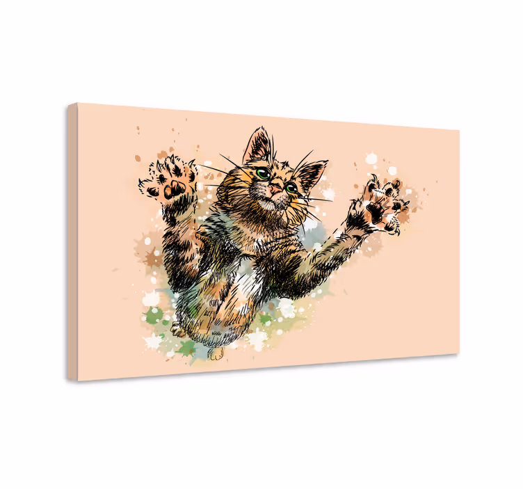 Cute Painted Cat canvas print - TenStickers