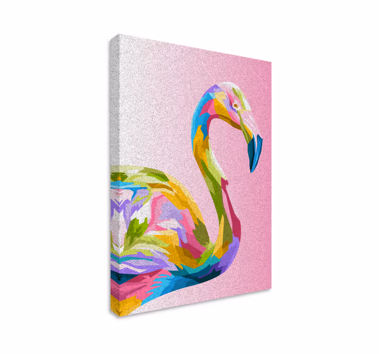 Flamingo art feather canvas wall art - TenStickers